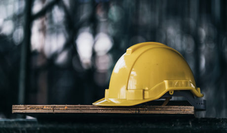 Hardhat on a peice of wood